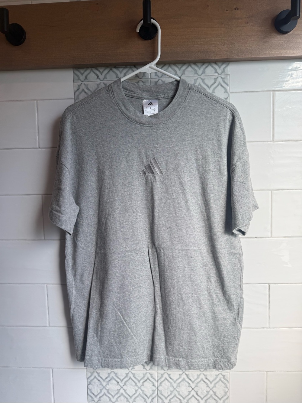 adidas Men's Light Gray Short Sleeve Logo Tee